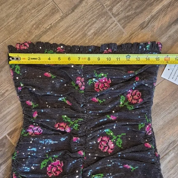 For Love & Lemons Every Rose Sequin Strapless Lined Mini Dress, Size Small - Picture 4 of 11